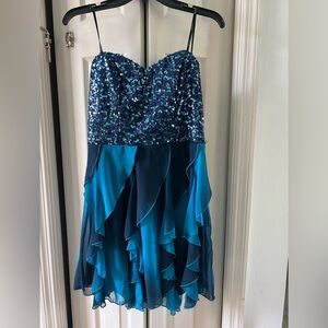Sequined Strapless semi formal dress.